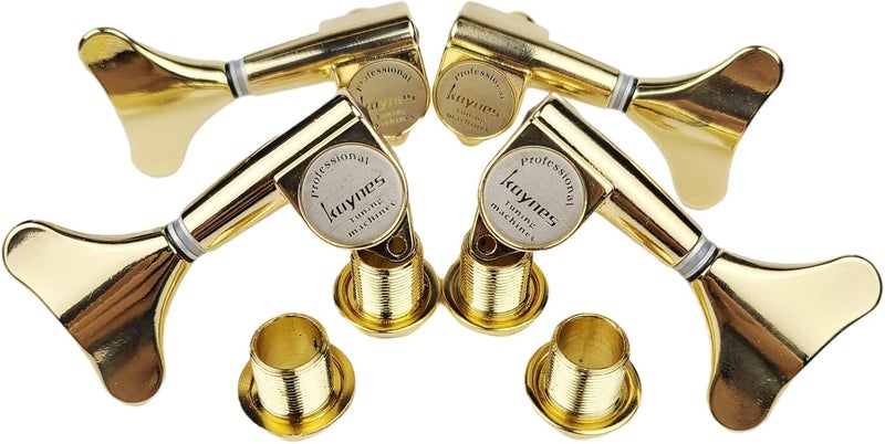 Kaynes Guitar Bass Tuners - 1:18 Ratio Gold Headstock Sealed Machine Heads Tuners Closed Tuning Key Pegs Replacement for Electric Jazz Bass or Precision (2R + 2L, Golden) - Image 1